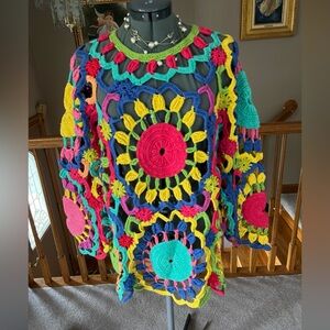 Michael Simon L XL XXL OS Open Crochet Sweater easter mothers day gift Easter